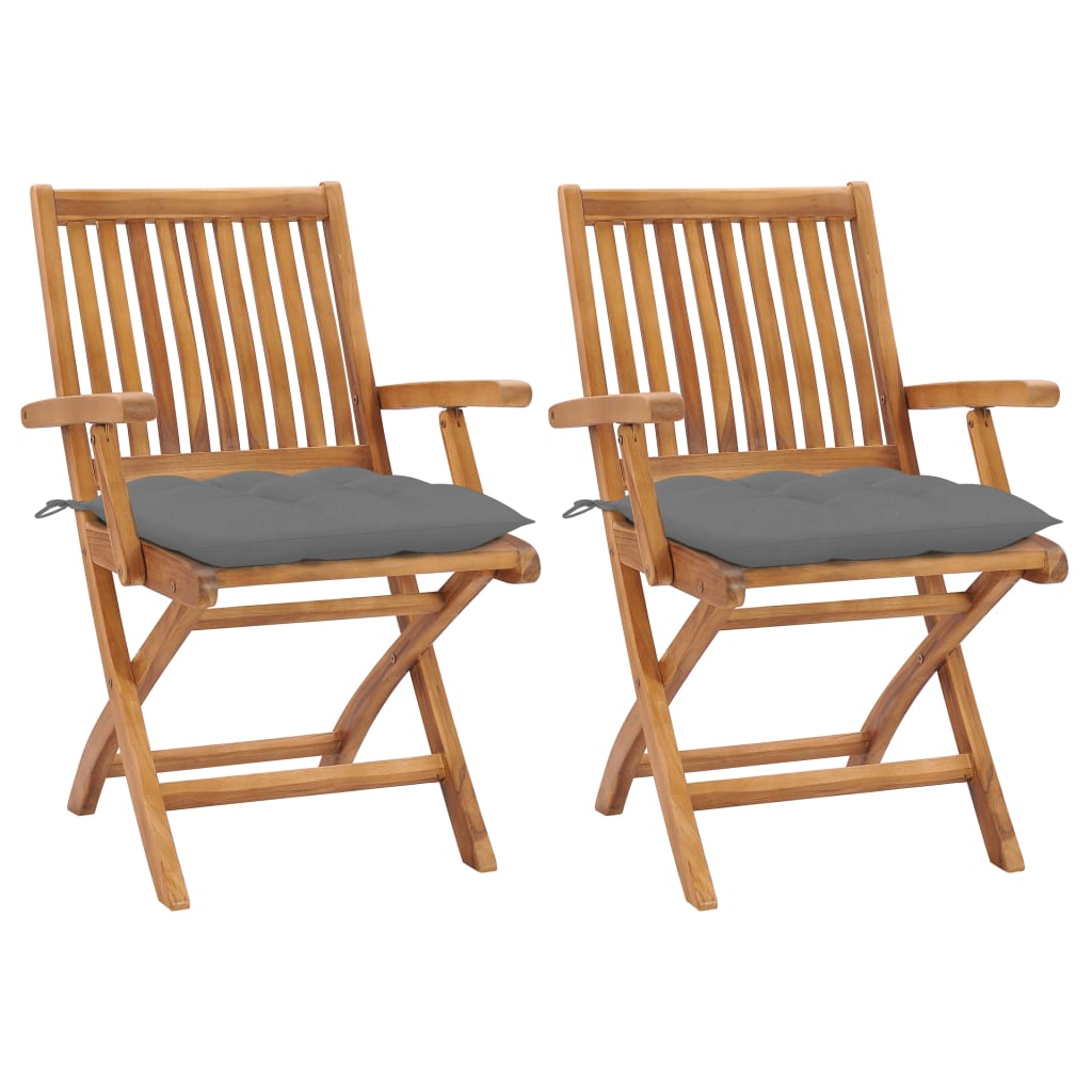 Garden Chair Set of 2 Natural wood Teak wood Medium Collapsible
