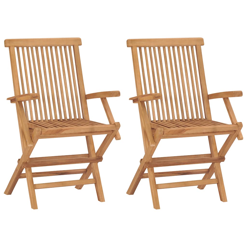 Garden Chair Set of 2 Teak Solid Teak Wood Standard Foldable