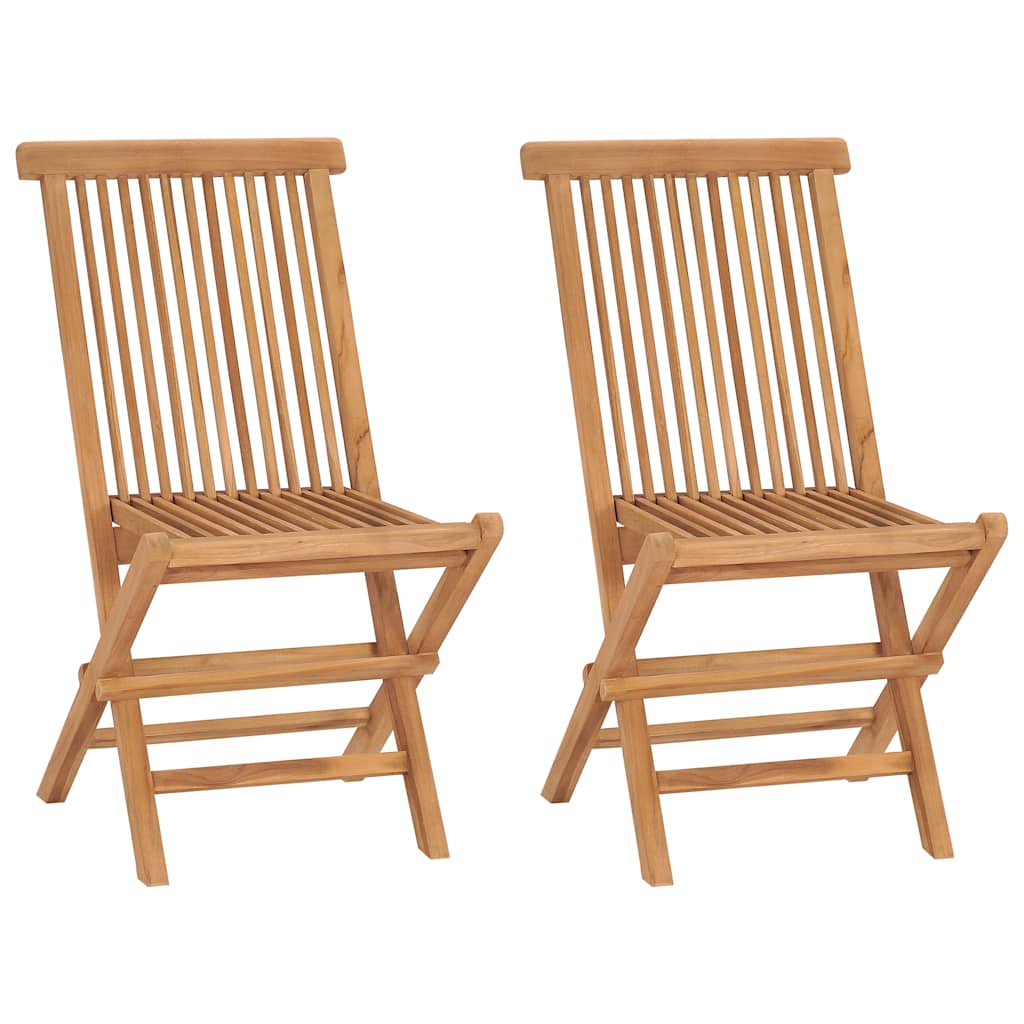 Garden Chair Set of 2 Warm Brown Sanded teak hardwood Compact