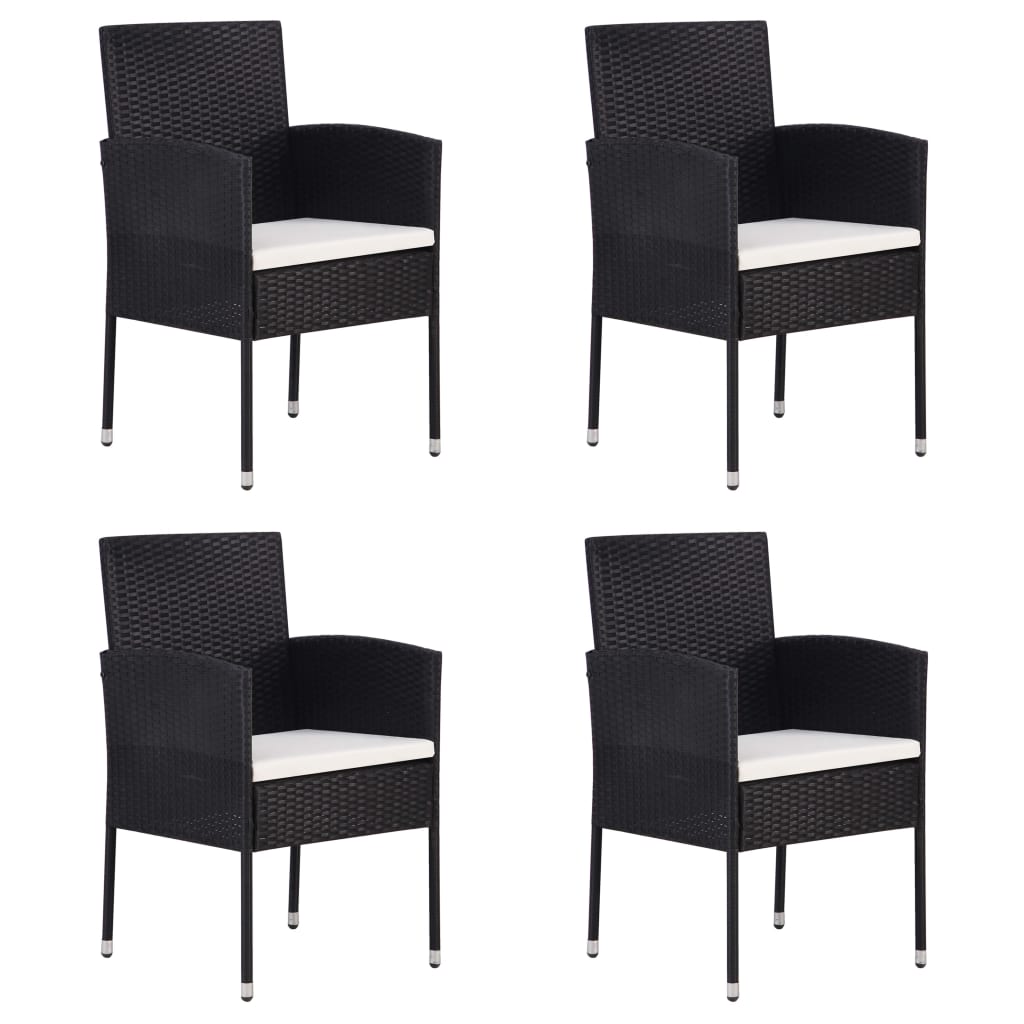 Garden Chair Set of 4 Black, Cream White