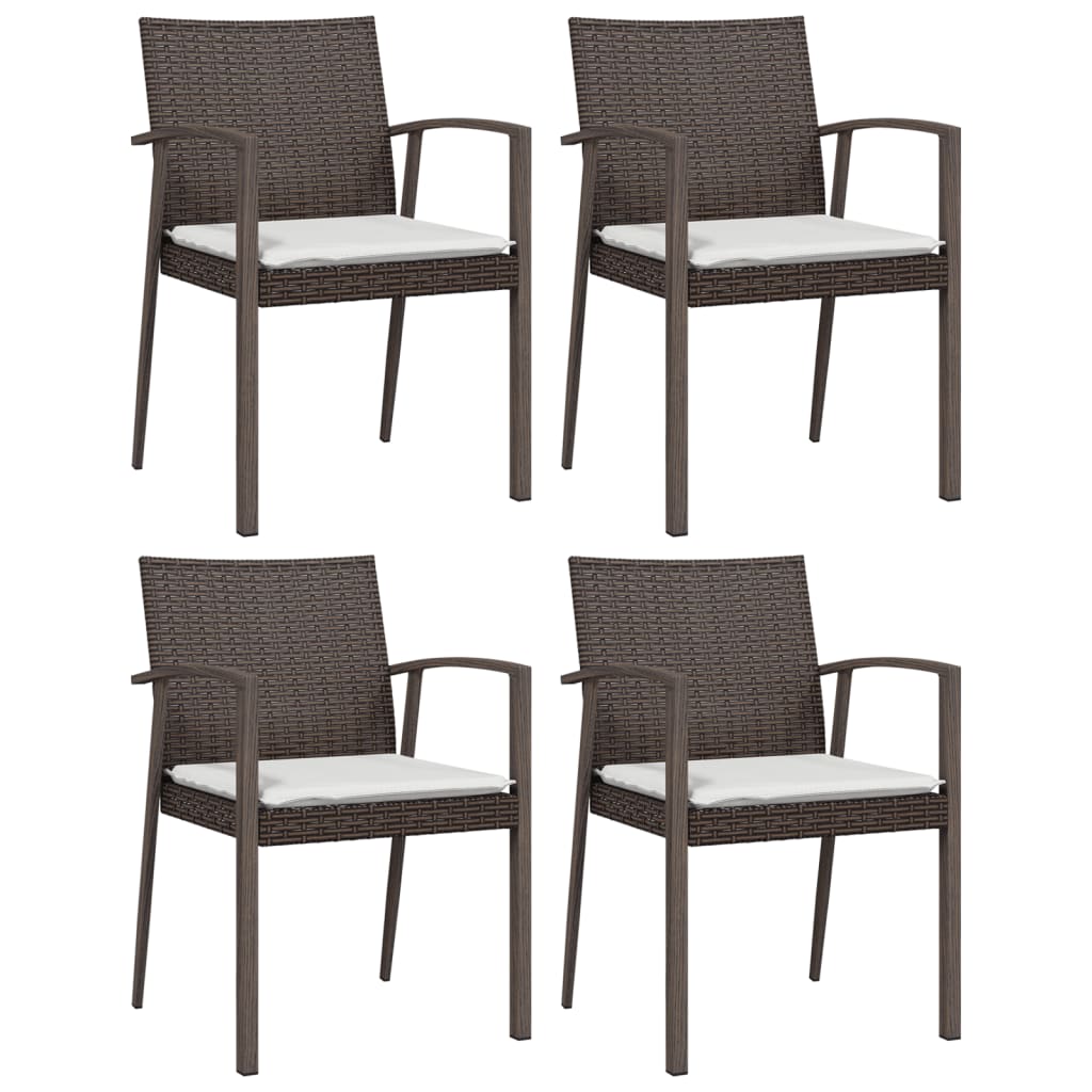 Garden Chair Set of 4 Brown, Cream white