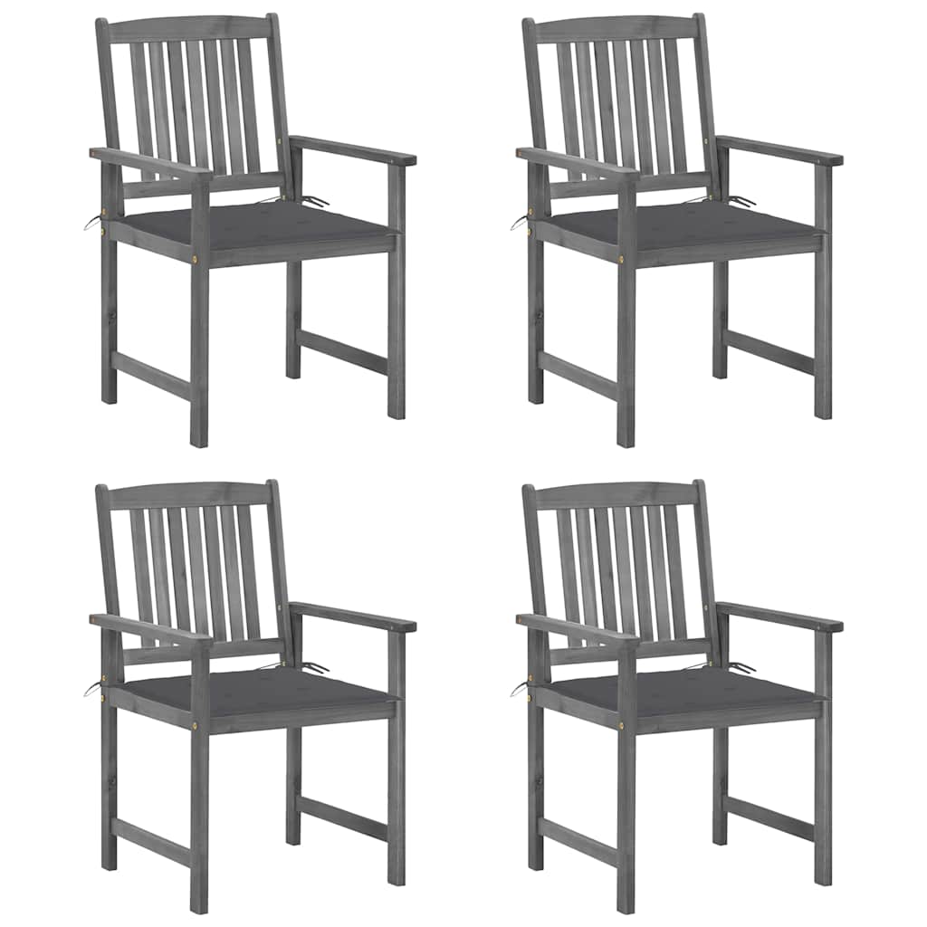 Garden Chair Set of 4 Grey Solid Acacia wood Standard Tough