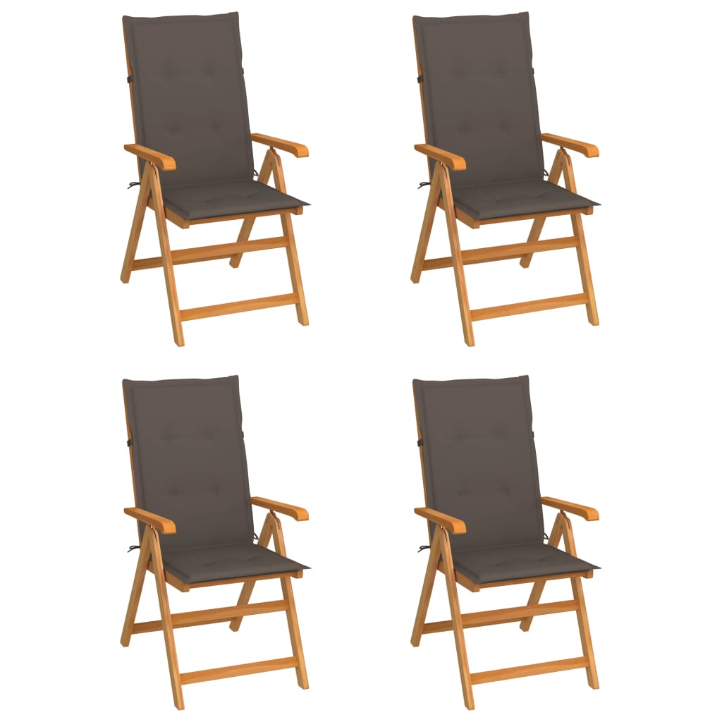 Garden Chair Set of 4 Taupe Smooth Teak Wood