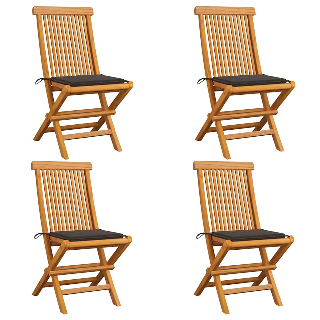Garden Chair Set of 4 Taupe Teak Wood Standard Foldable