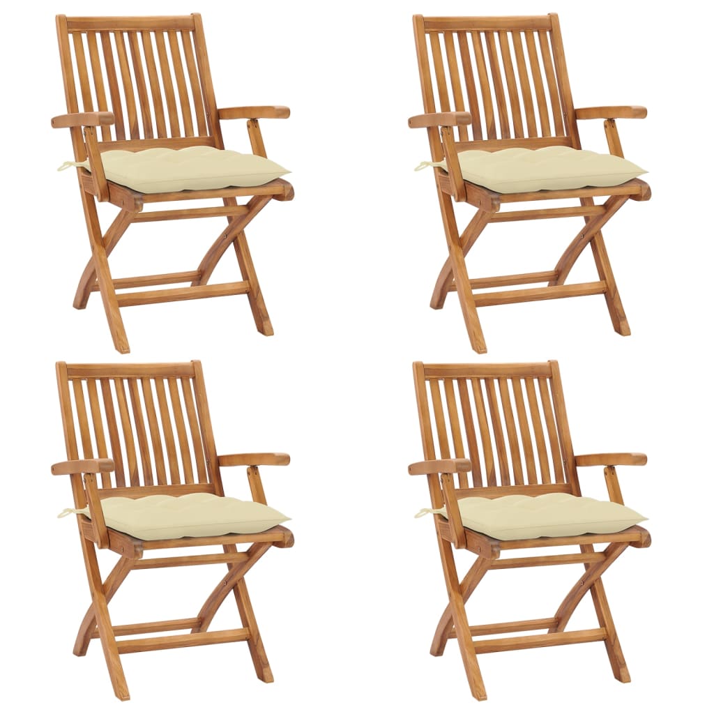 Garden Chair Set of 4 Teak Teak wood Standard Foldable