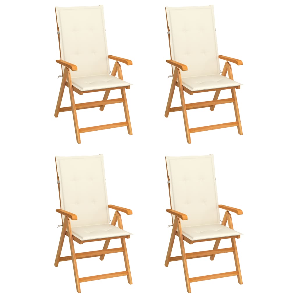 Garden Chair Set of 4 Teak Wood Standard Foldable Garden Chair