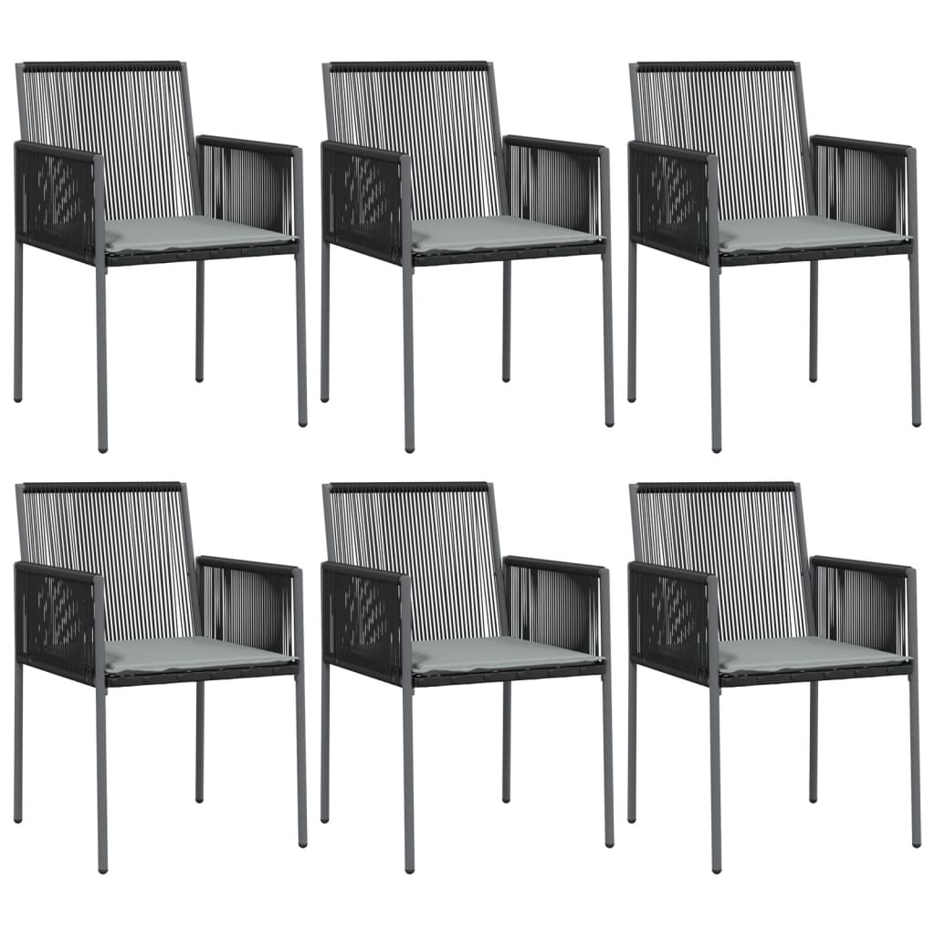 Garden Chair Set of 6 Black PE rattan Standard Durable