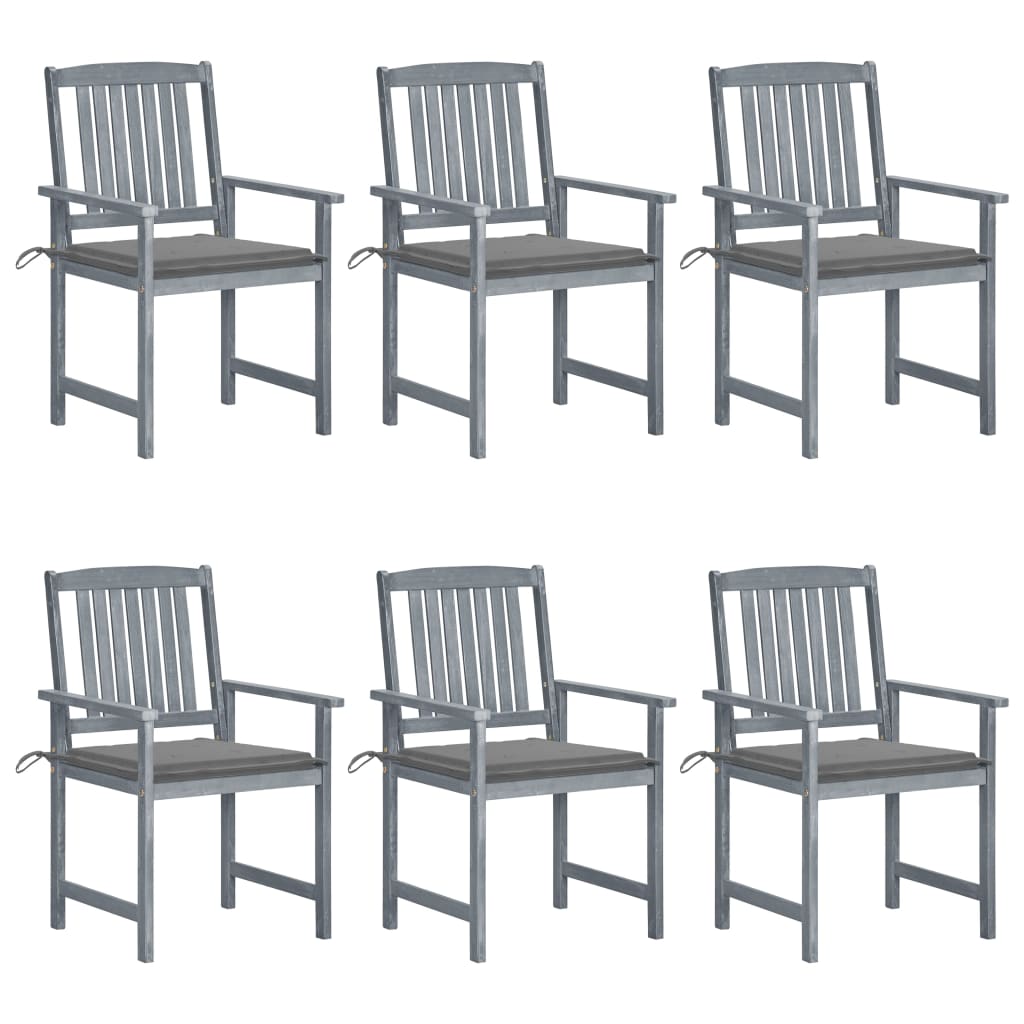 Garden Chair Set of 6 Grey Solid Acacia wood Medium Durable