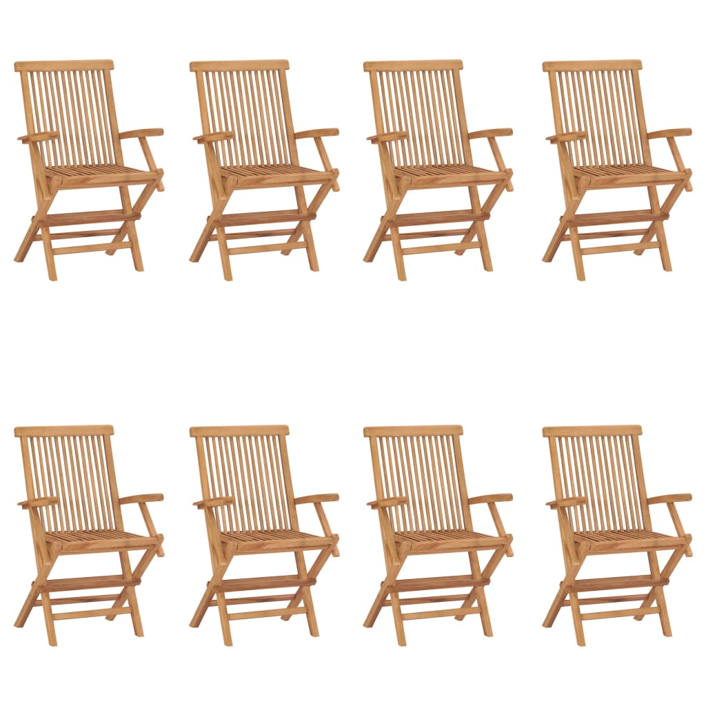Garden Chair Set of 8 Natural Teak Solid Teak Wood Standard