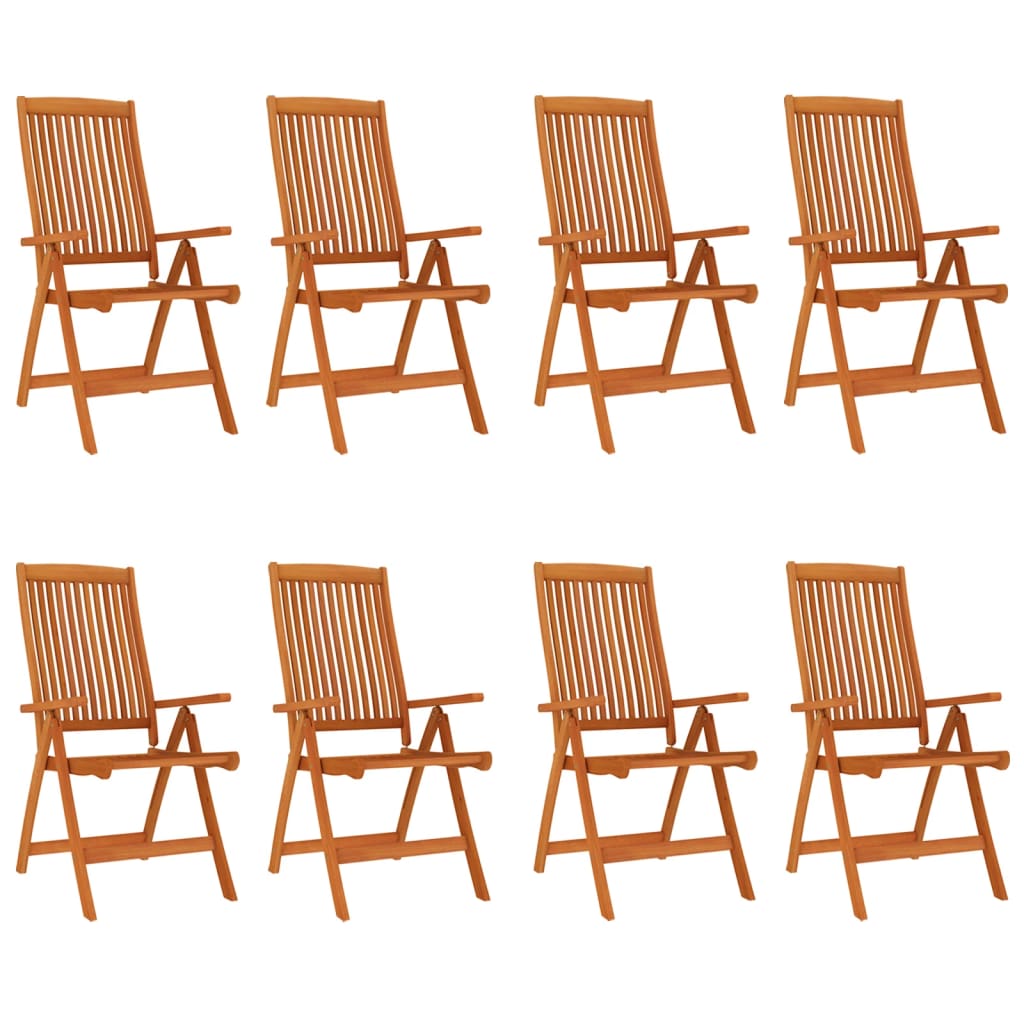Garden Chair Set of 8 Natural wood Solid eucalyptus wood Standard