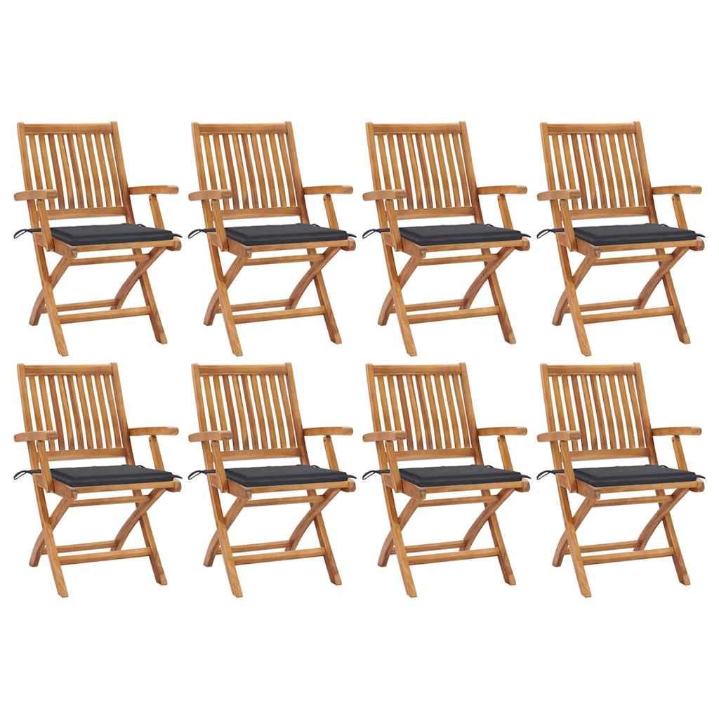 Garden Chair Set of 8 Teak Fine sanded teak wood, Polyester