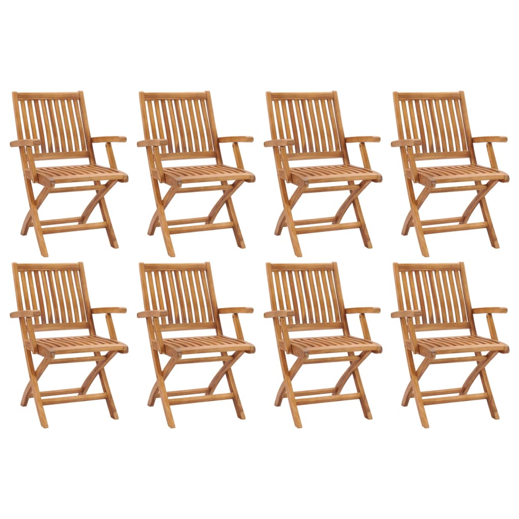 Garden Chair Set of 8 Teak Solid Teak Wood Standard Foldable