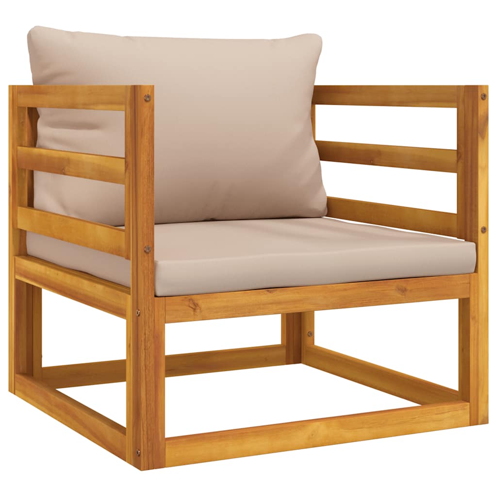 Garden Chair Taupe Solid Acacia wood Medium Modular