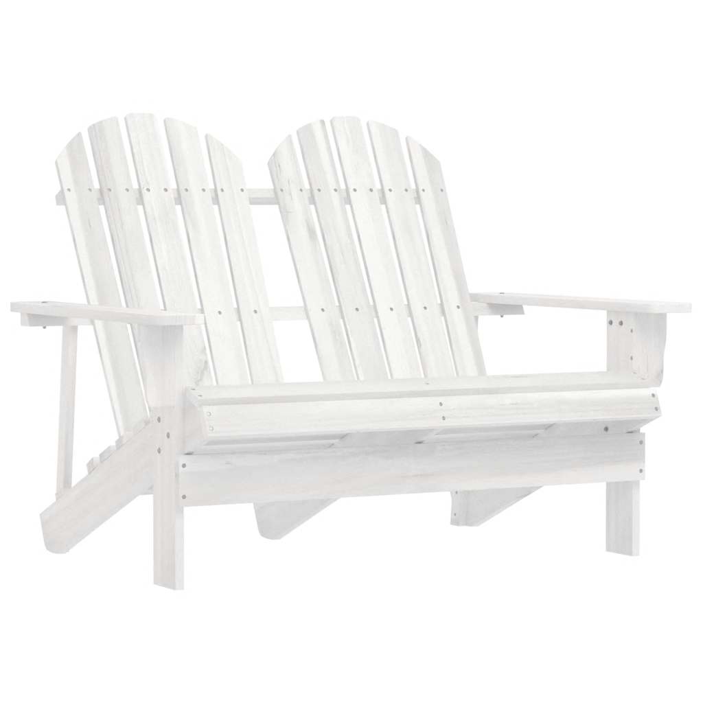 Garden Chair White Solid Fir Wood 2-Seater Durable