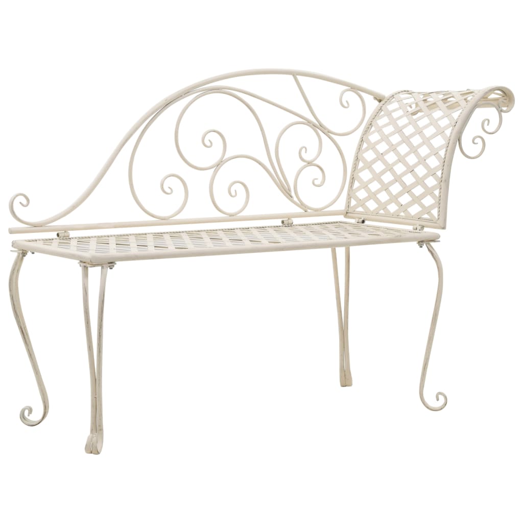 Garden Chaise Lounge Antique White Metal Decorative Inlays