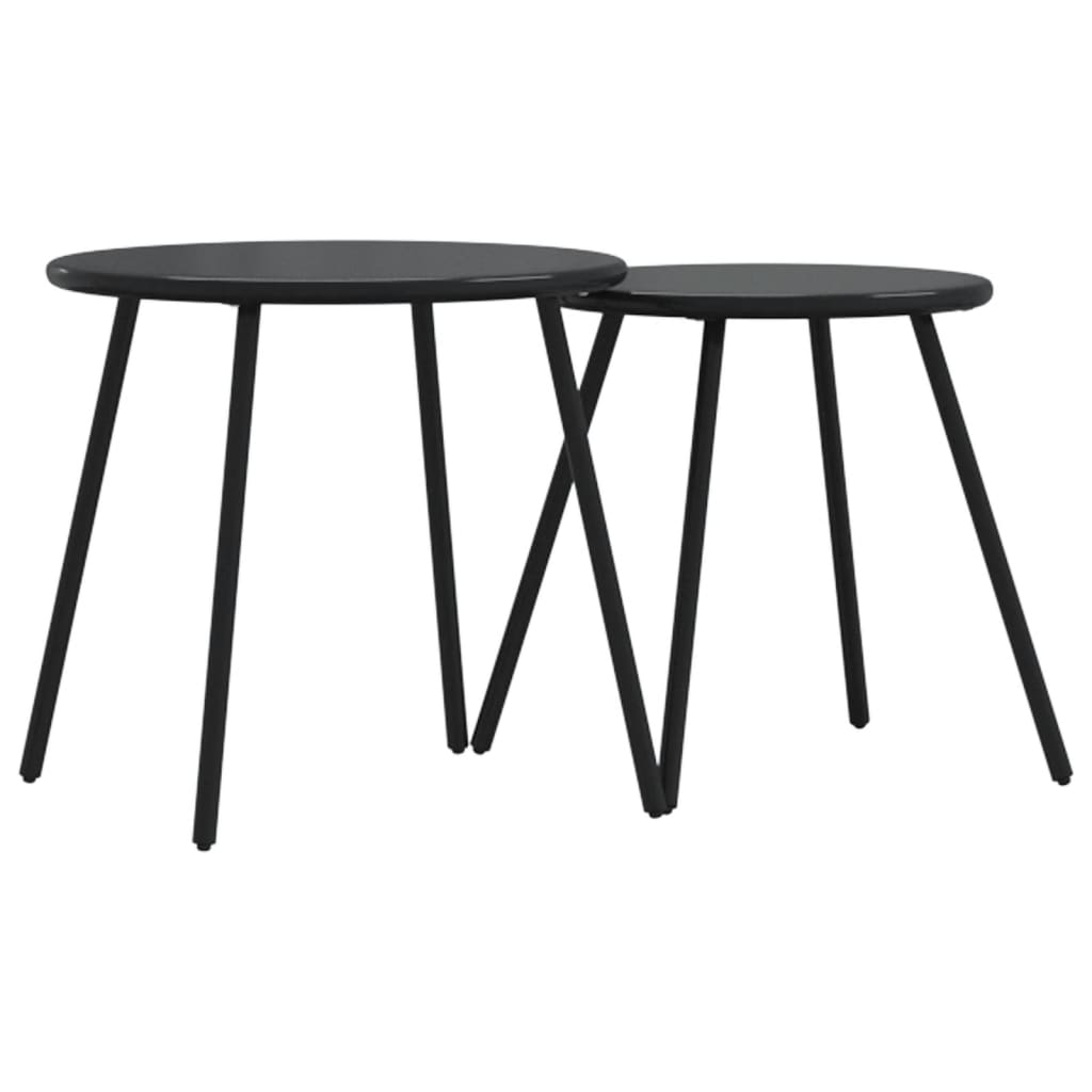 Garden Coffee Table Set of 2 Black Powder-coated steel Small