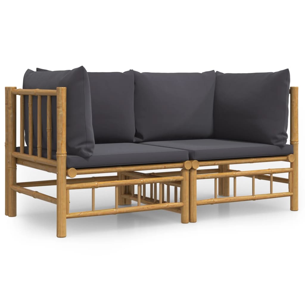 Garden Corner Sofa Dark Grey Bamboo Medium Modular
