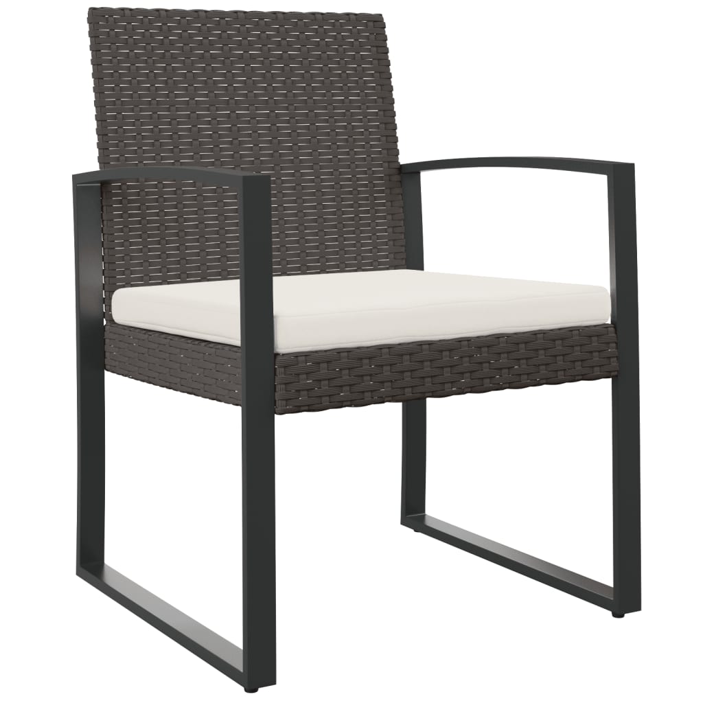 Garden Dining Chair Set of 2 Brown, Anthracite, Cream white