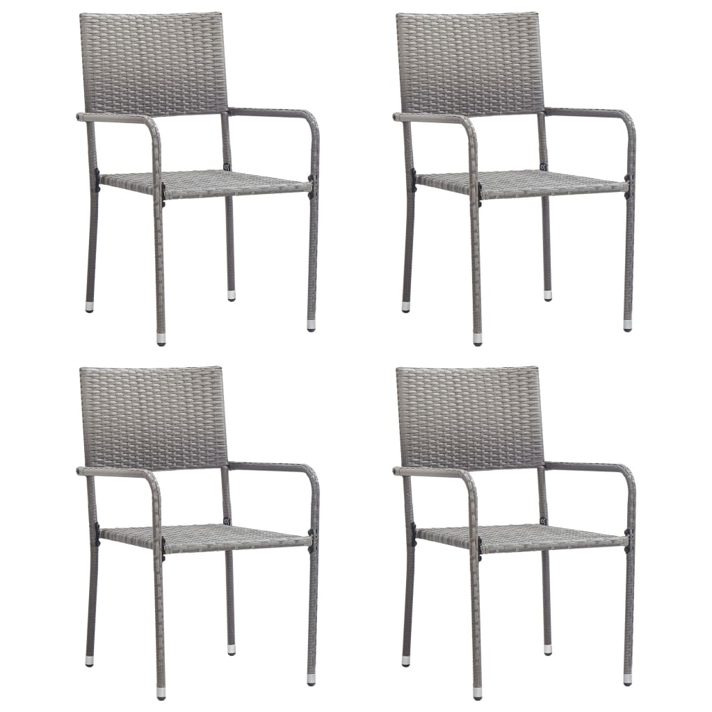 Garden Dining Chair Set of 4 Grey PE rattan, steel