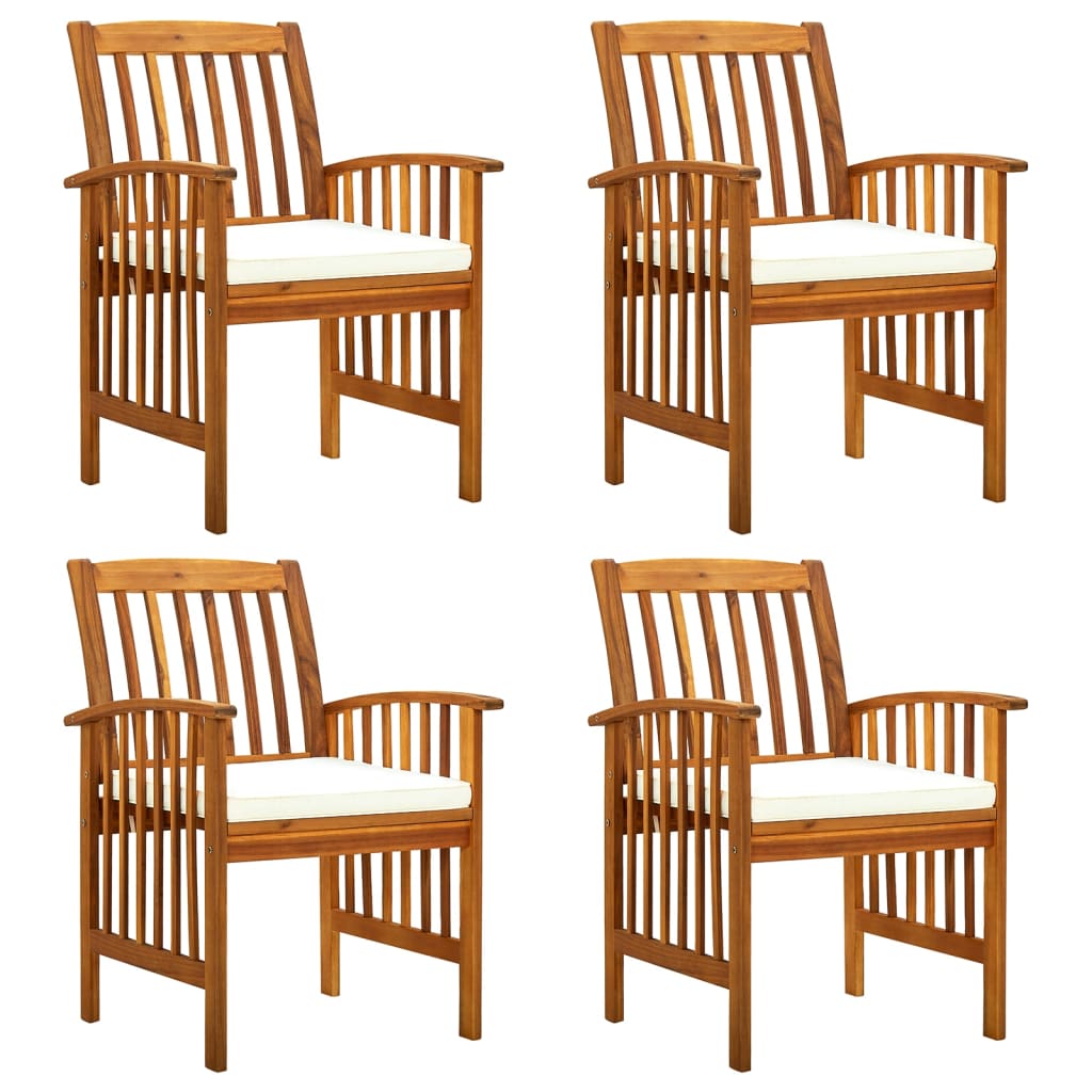 Garden Dining Chair Set of 4 Wood Solid Wood Acacia Standard