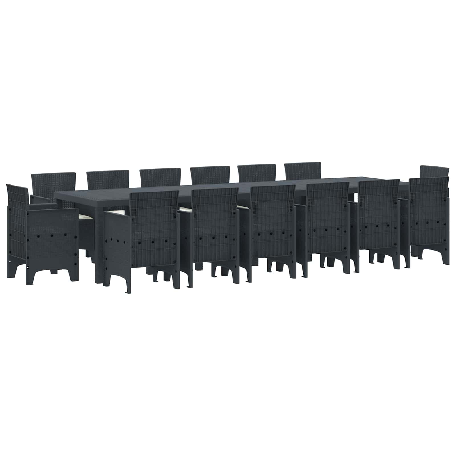 Garden Dining Set 15 pcs Anthracite Polt rattan