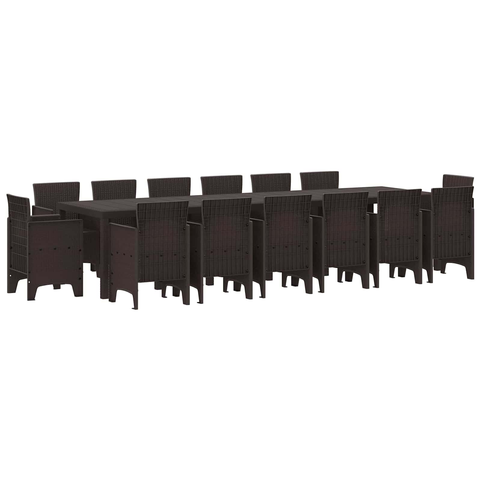 Garden Dining Set 15 pcs Brown Polt rattan