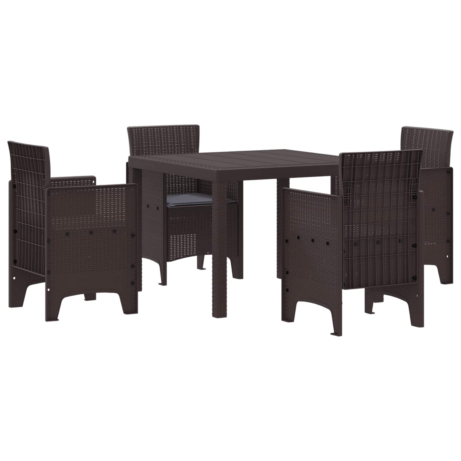 Garden Dining Set 5 pcs Brown Polypropylene