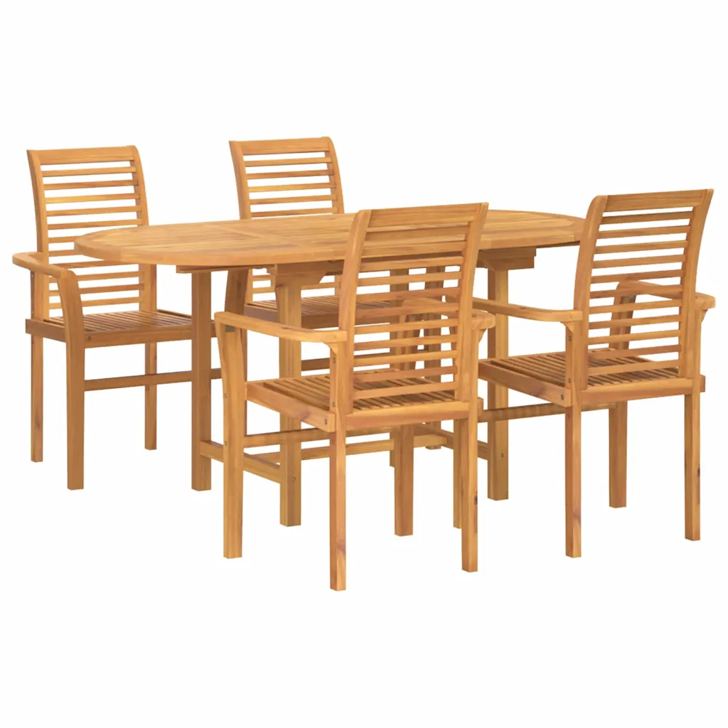 Garden Dining Set 5 pcs Brown Solid Teak Wood