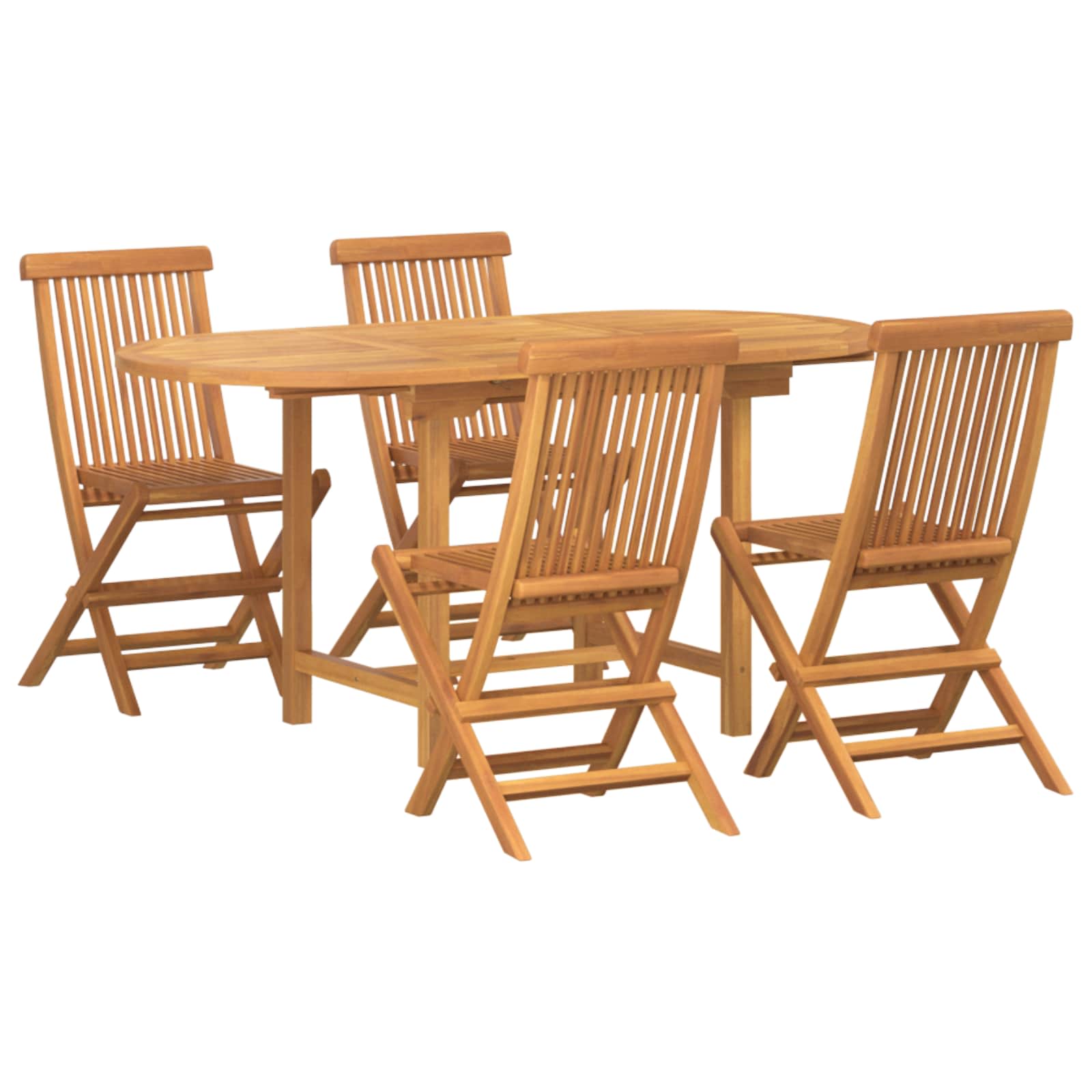 Garden Dining Set 5 pcs Brown Solid Teak Wood