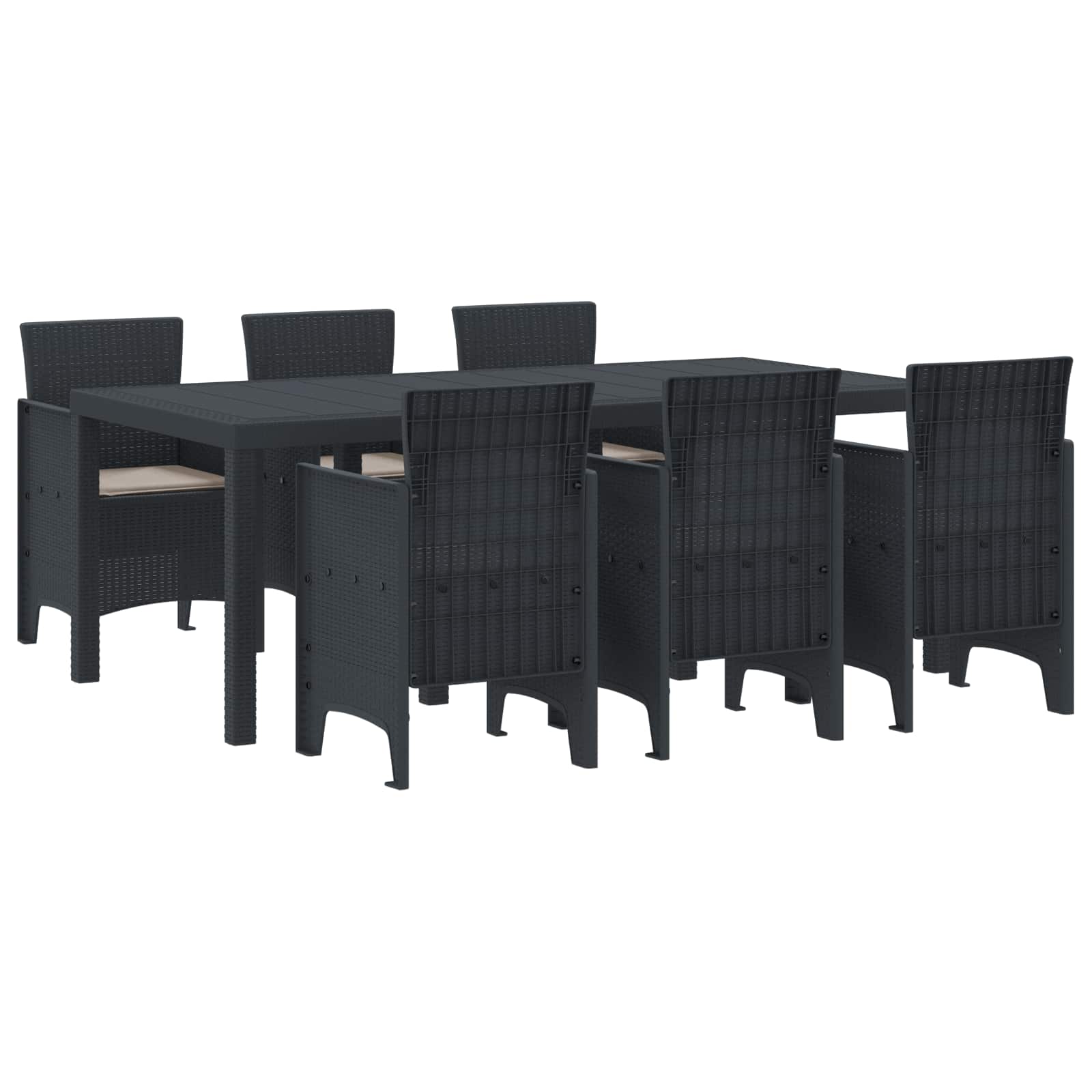Garden Dining Set 7 pcs Anthracite Polypropylene