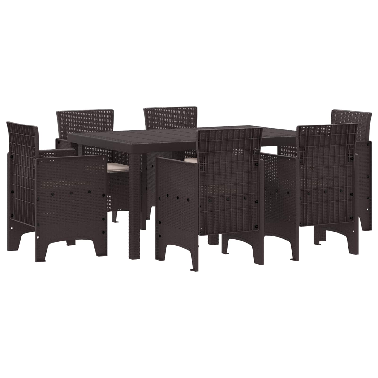 Garden Dining Set 7 pcs Brown Polt rattan