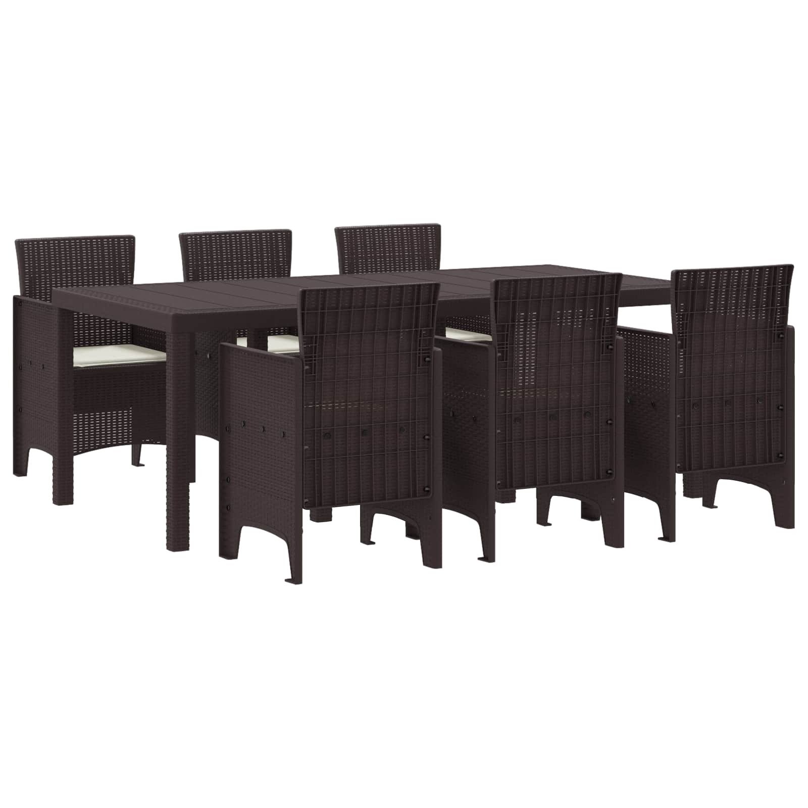 Garden Dining Set 7 pcs Brown Polypropylene