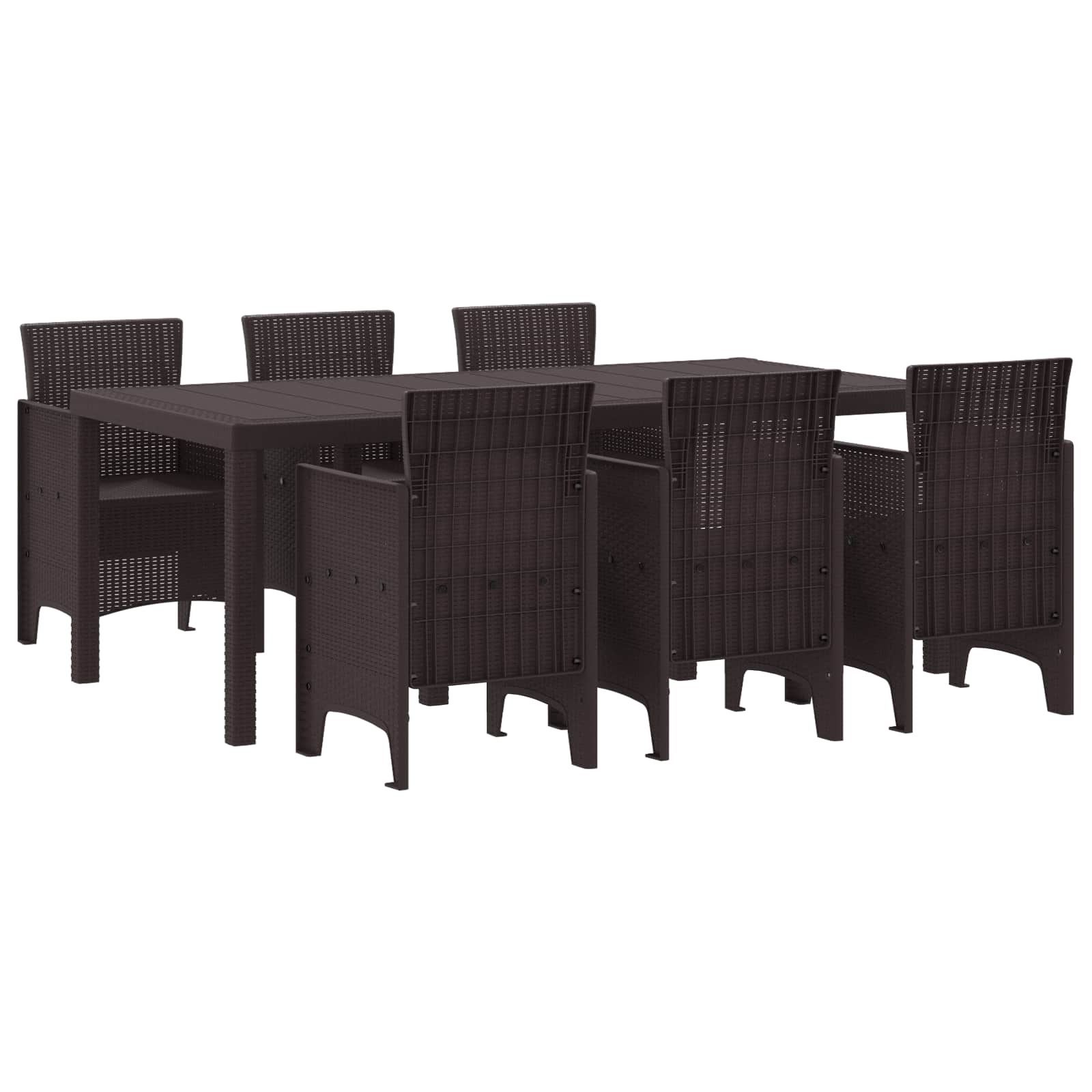 Garden Dining Set 7 pcs Brown Polypropylene