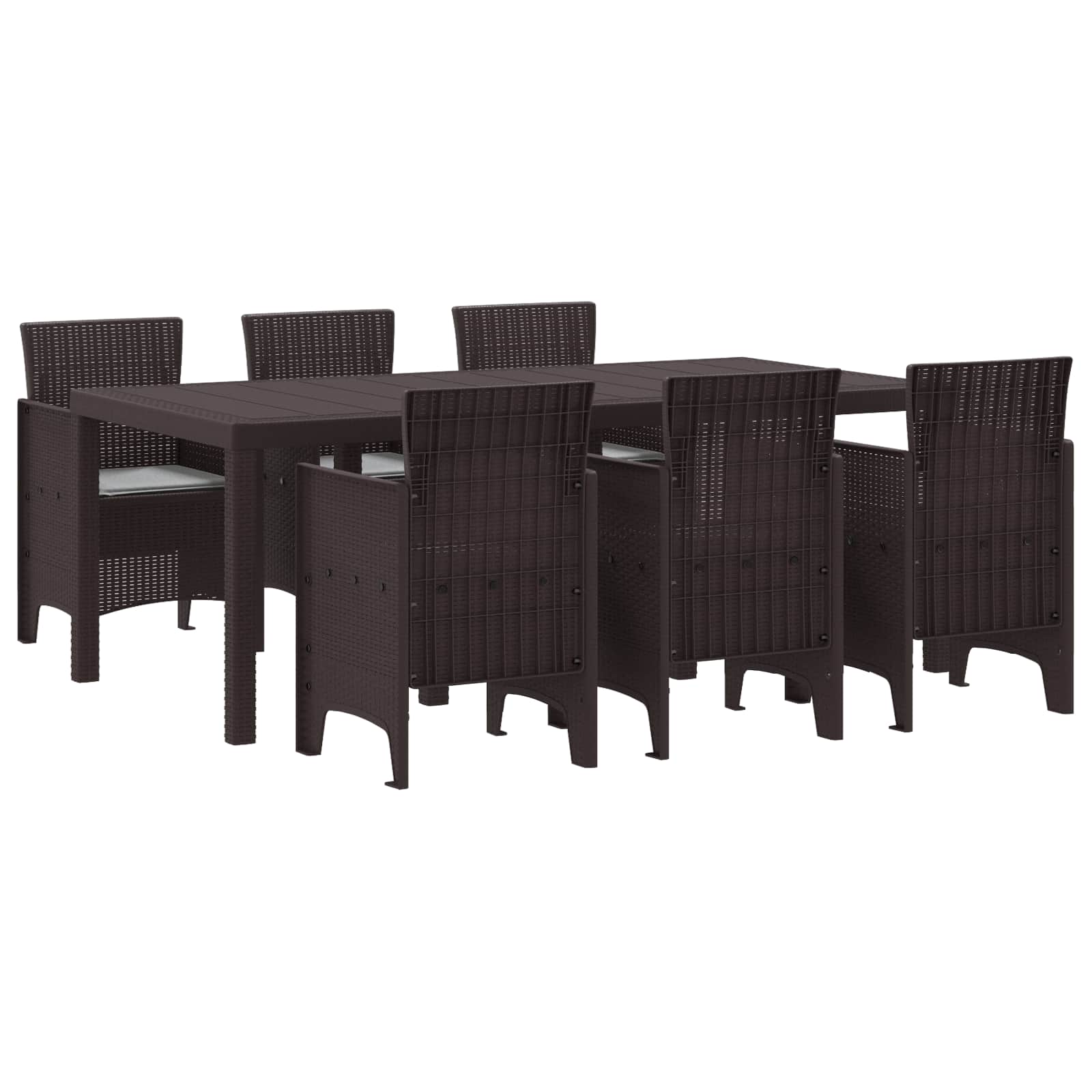 Garden Dining Set 7 pcs Brown Polypropylene