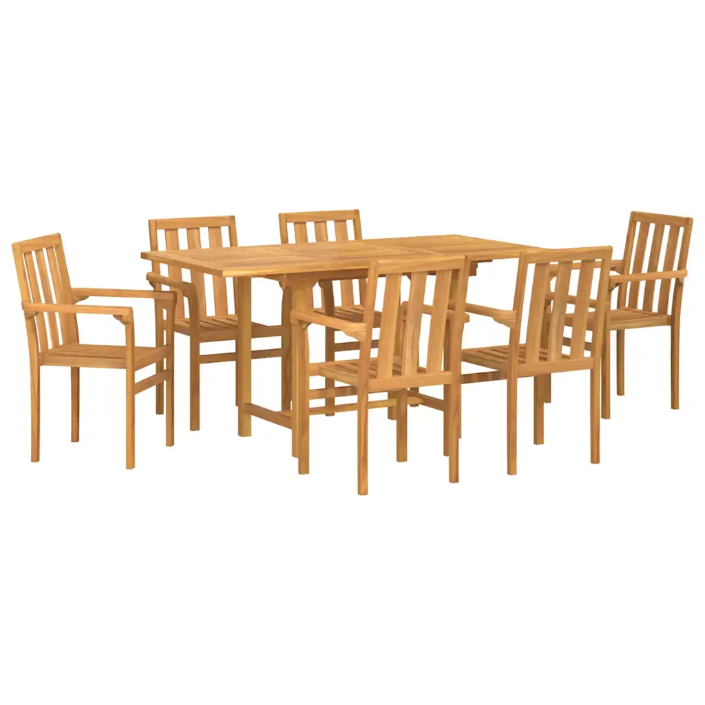 Garden Dining Set 7 pcs Brown Solid Teak Wood