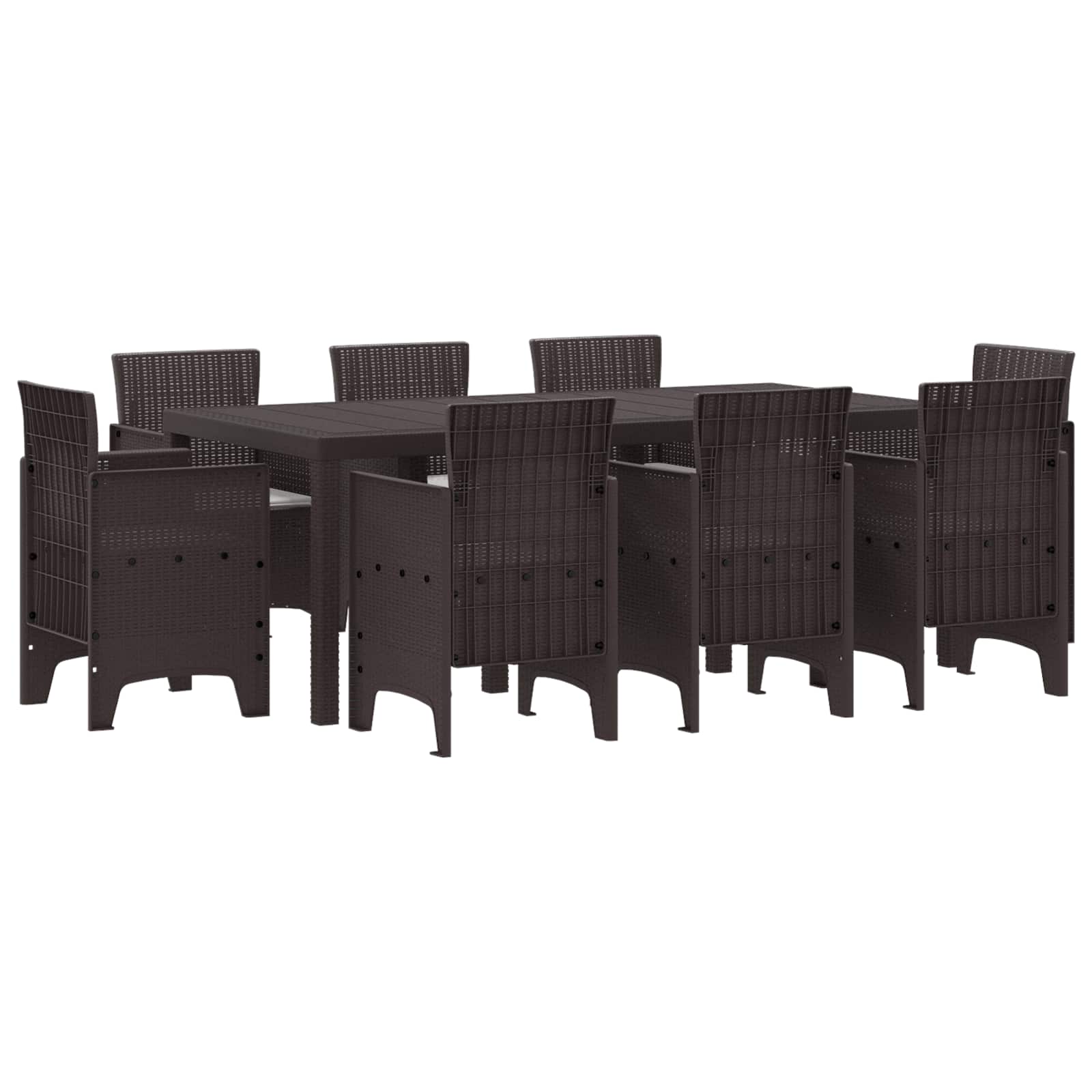 Garden Dining Set 9 pcs Brown Polypropylene