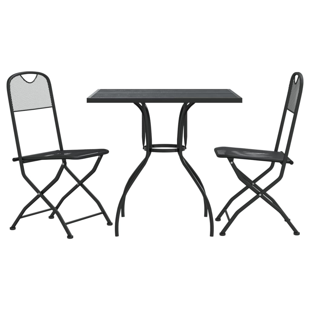 Garden Dining Set Anthracite Expanded metal mesh Compact Foldable