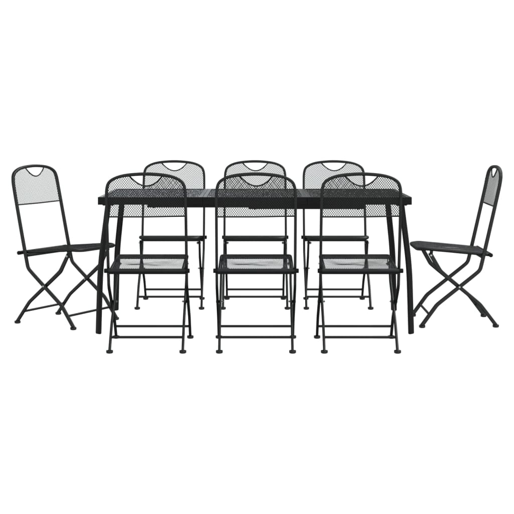 Garden Dining Set Anthracite Metal Medium Foldable
