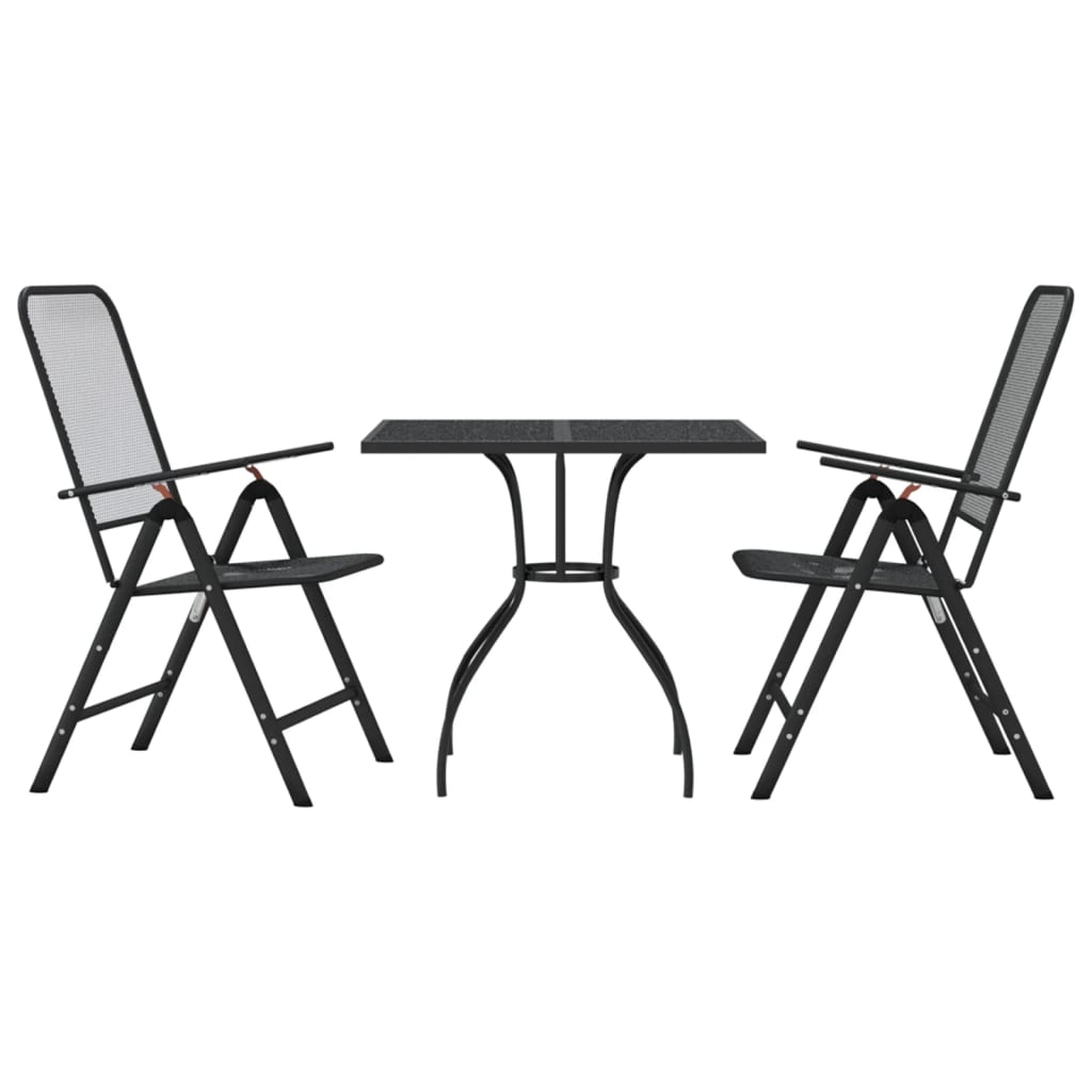 Garden Dining Set Anthracite Metal Mesh Medium Foldable