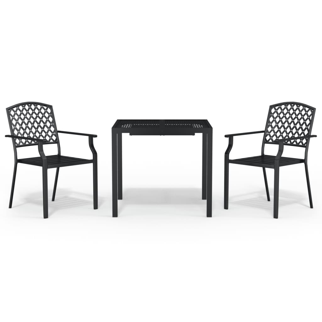 Garden Dining Set Anthracite Powder-Coated Steel 3 Piece Set