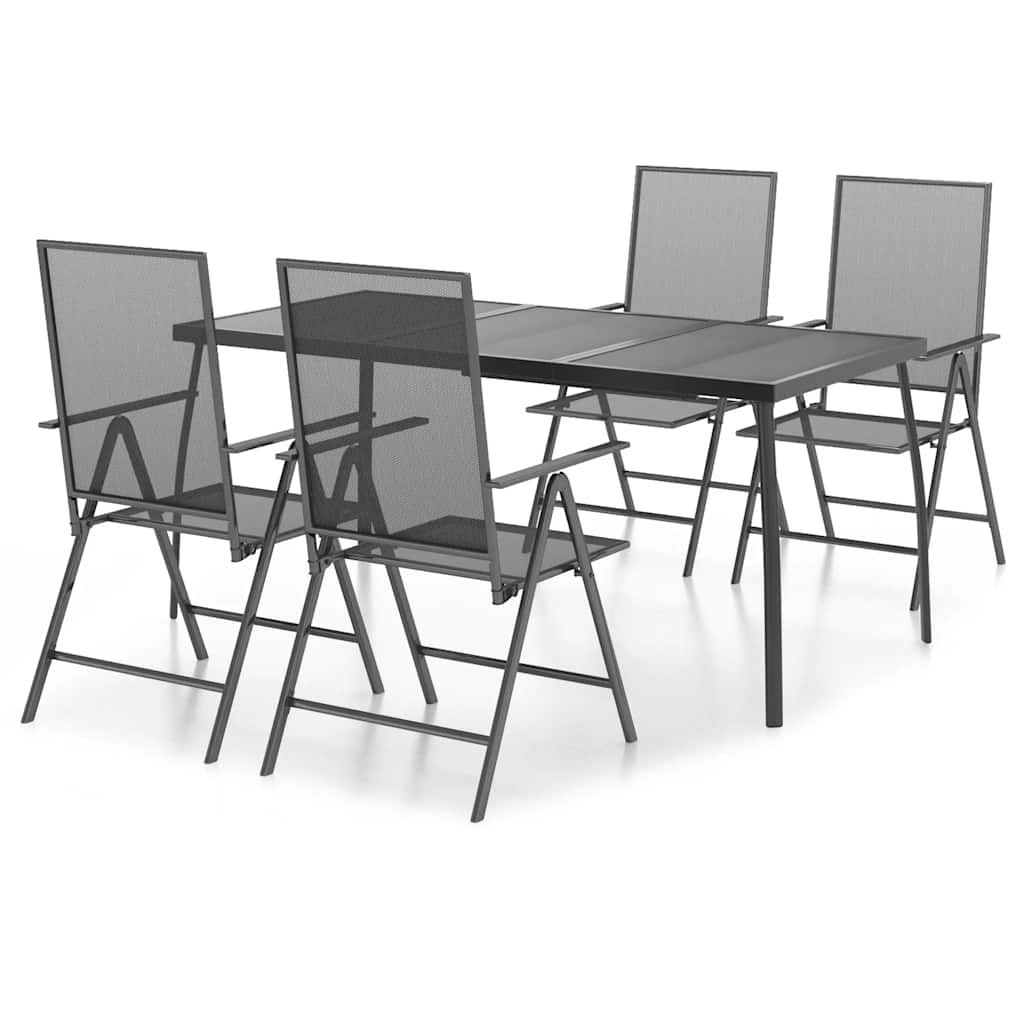 Garden Dining Set Anthracite Steel Medium Height-Adjustable