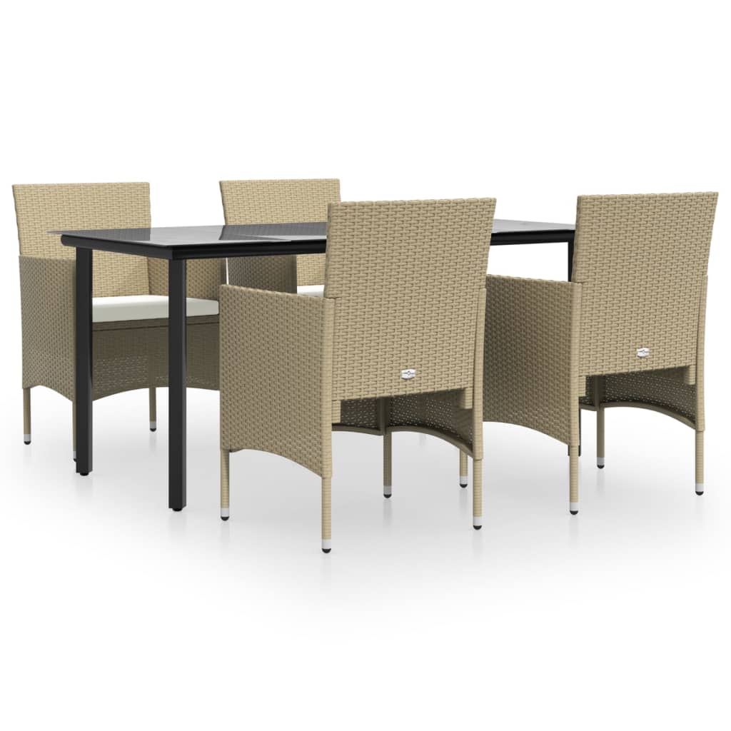 Garden Dining Set Beige and Black