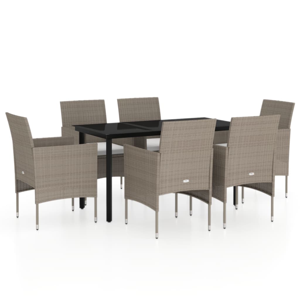 Garden Dining Set Beige and Black