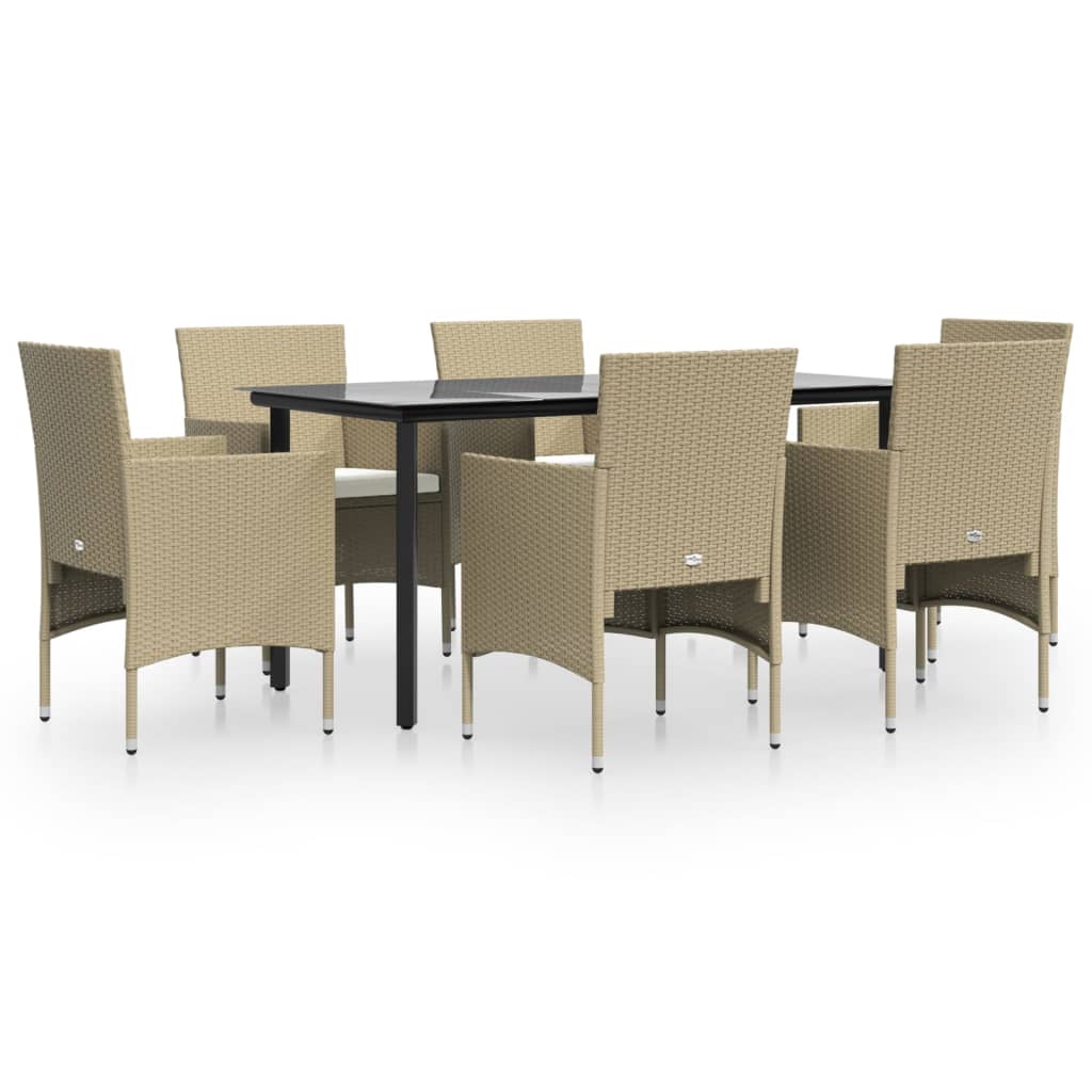 Garden Dining Set Beige and Black