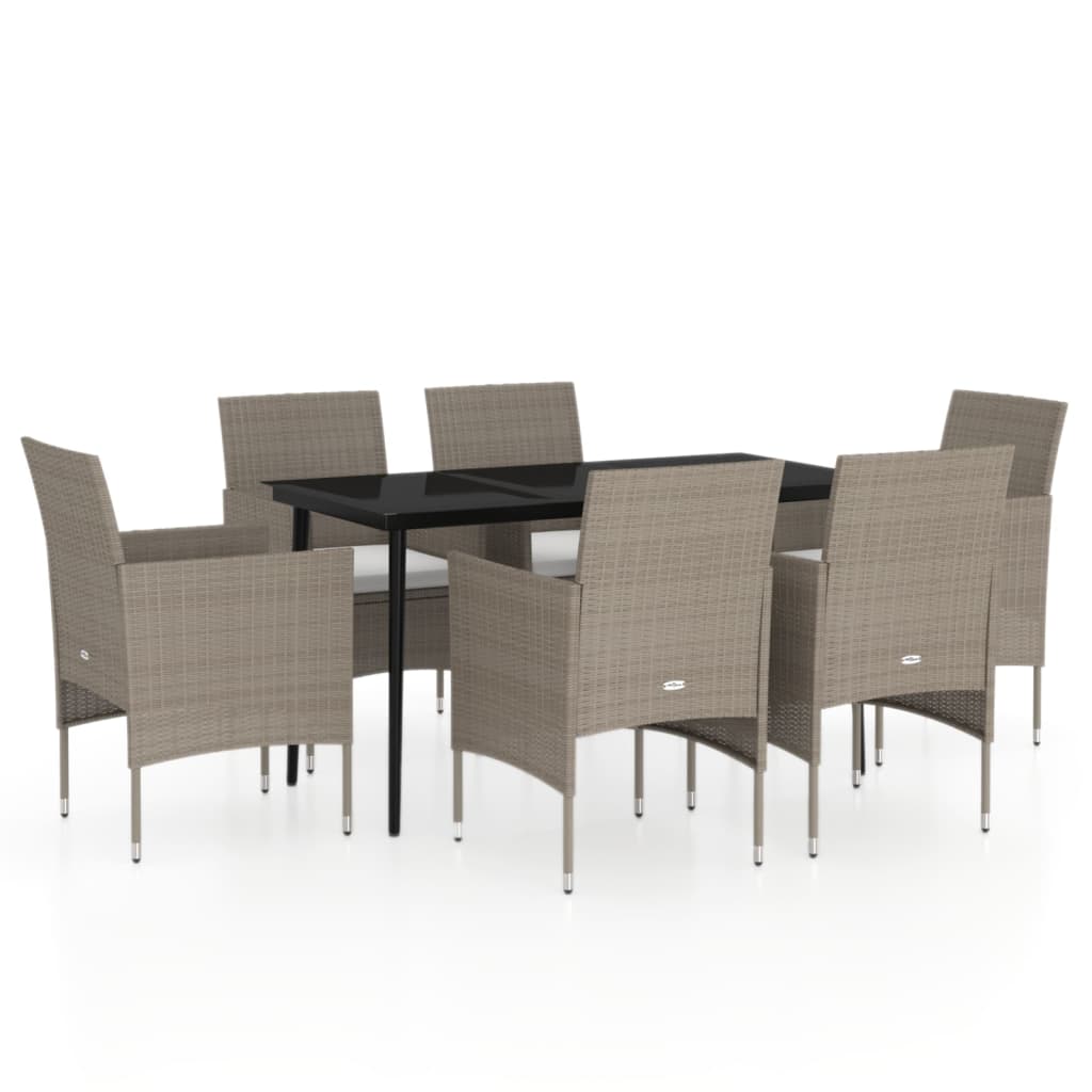 Garden Dining Set Beige and Black