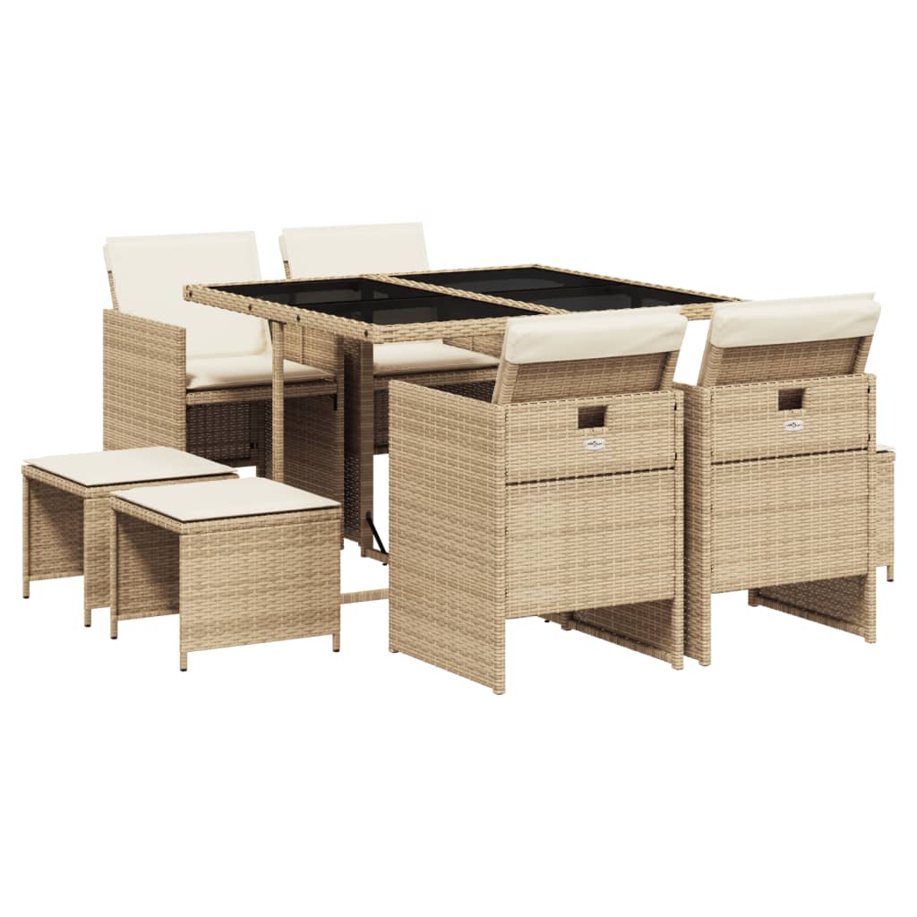 Garden Dining Set Beige and Black