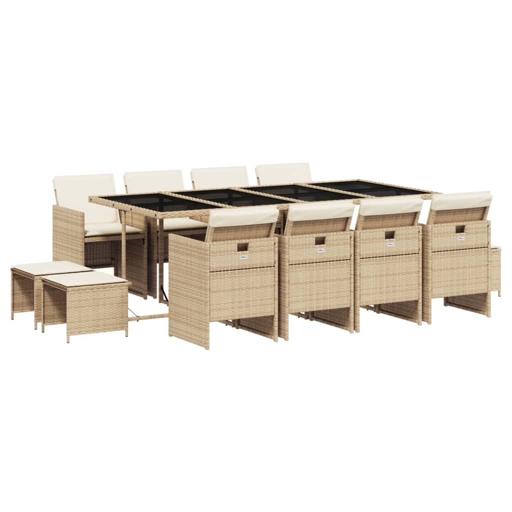Garden Dining Set Beige and Black