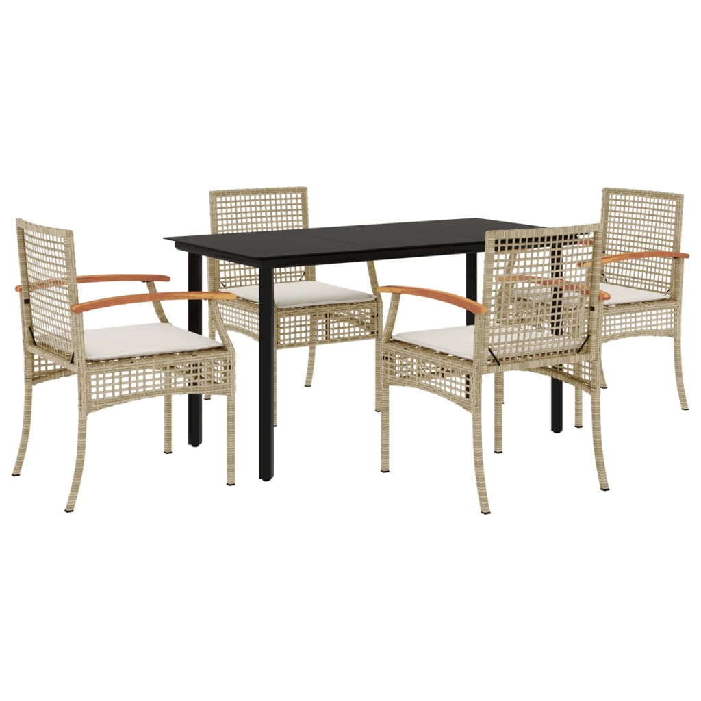 Garden Dining Set Beige, Black, Cream