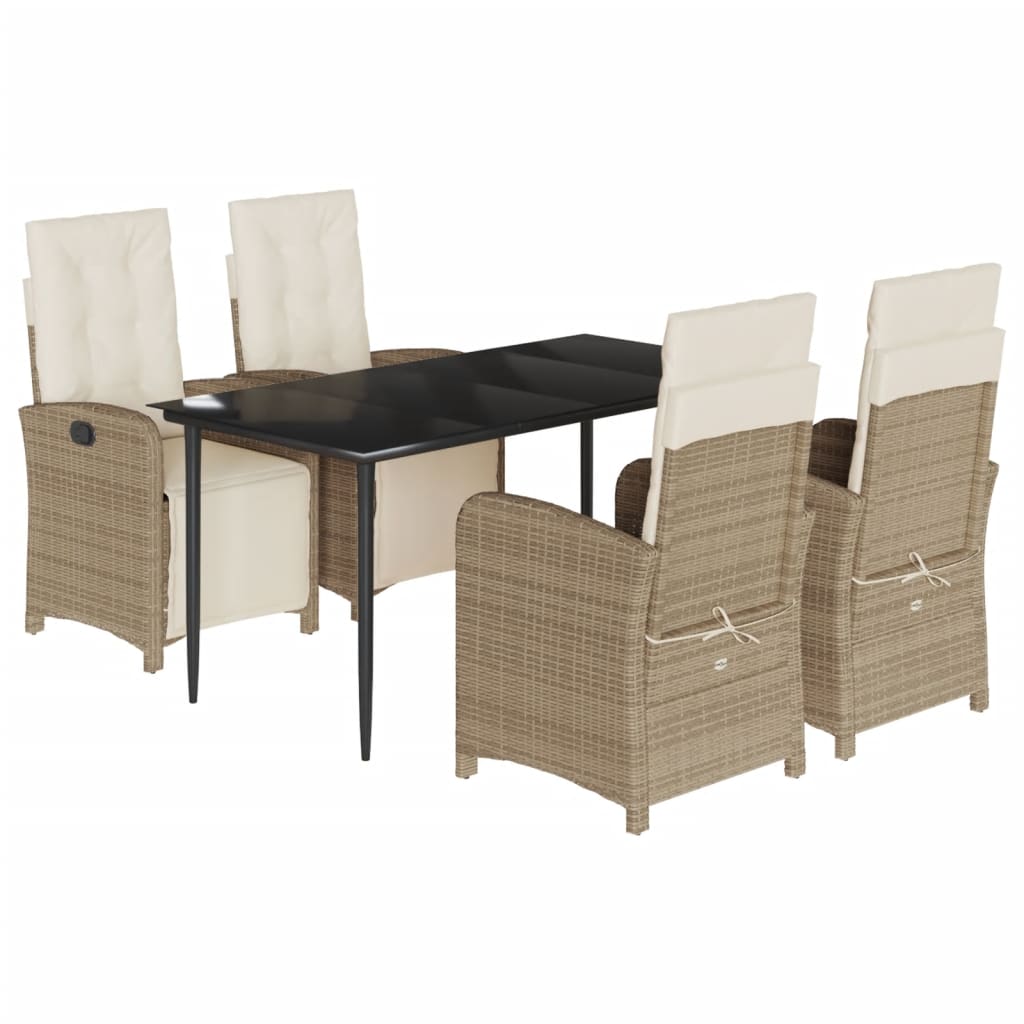 Garden Dining Set Beige, Black, Cream white