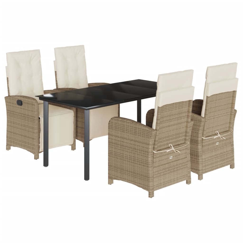 Garden Dining Set Beige, Black, Cream White